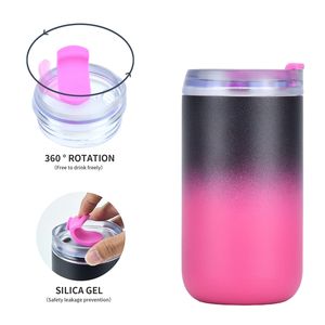 Custom 300ml/400ml Insulated <b>Coffee</b> Tumbler Stainless Steel Double Wall Gradient Colorful <b>Mug</b> <b>With</b> Transparent <b>Lid</b> Accept Logo - Product Image 2