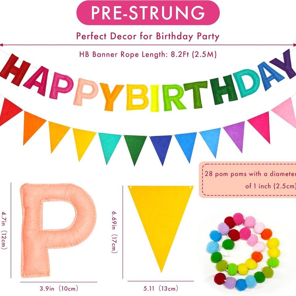 Pendent Triangle Pattern Colorful Birthday Party Decoration Happy Birthday Felt Banner Garland ...