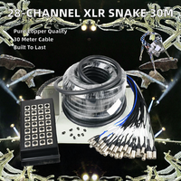 Câble serpent XLR tressé en PVC 28 canaux 30m multicœur XLR multipaire pour boîte de scène audio pour sonorisation en direct, système de sonorisation, studio d'enregistrement