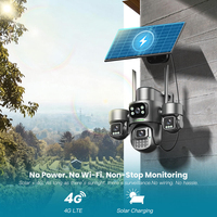 Cámara de Seguridad IP Solar 4G para Exteriores de 8MP, Multi-lente, PTZ de 360 Grados, Visión Nocturna a Todo Color, Seguimiento de Movimiento, con Tarjeta SIM 4G