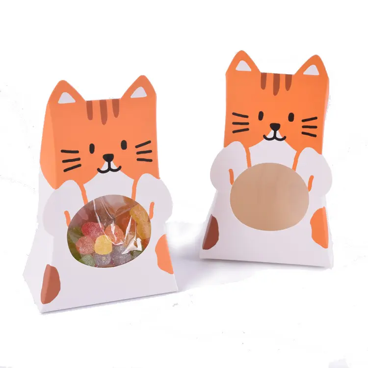 Mini Cajas de Regalo con forma de perro, embalaje de comida para bebé, dulces, papel de fiesta plegable