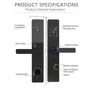 חדר אמבטיה חכם דלת ידית מנעול אלומיניום סגסוגת טביעת אצבע tlock ענן אבטחה הביתה אפליקציה נעילה דיגיטלית עבור מלונות חיצוניים - Product Image 4