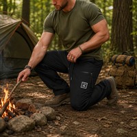 Pantalon Cargo Tactique pour Hommes, 6 Poches, Pantalon de Travail en Coton Mélangé, Jambe Droite, Durable, Construction