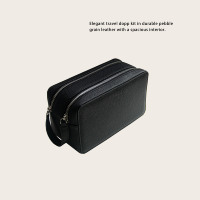 Trousse de Toilette en Cuir Grainé avec Doublure Imperméable, Trousse de Rasage, Coffret Cadeau Premium