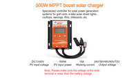 Contrôleur de charge solaire MPPT Boost 15A 24V-60V DC avec écran LCD, étanche et anti-poussière pour batteries au plomb/lithium, idéal pour le golf