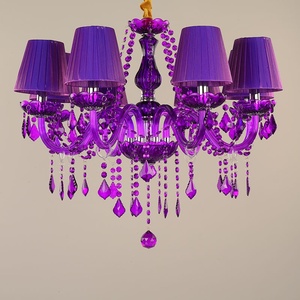 <span class=keywords><strong>Lampe</strong></span> <span class=keywords><strong>suspendue</strong></span> en cristal violet de style européen pour salon et restaurant, lumière LED, hauteur réglable, télécommande, taille moyenne - Product Image 1