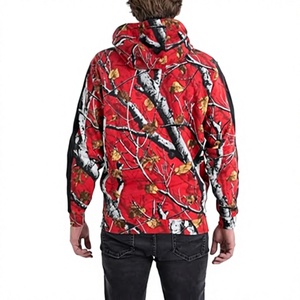 Trendy <b>Red</b> Camo Printed Pullover Hoodie Graphic Streetwear Sweatshirt Contrast Sleeve Casual Hooded Top Wholesale OEM Custom USA - Product Image 5
