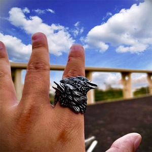 New Arrival Nordic Death Messenger <b>Ring</b> Jewelry Stainless Steel Casting Crow <b>Rings</b> <b>Men</b> - Product Image 3
