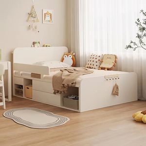Letto singolo per bambini in legno bianco di grandi dimensioni con contenitore - Product Image 1