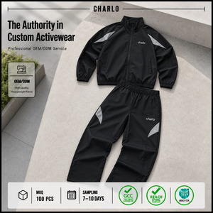 ชุดวอร์ม Charlo Unisex Windbreaker Activewear กันน้ำ ผ้าหนา ทรงหลวม Oversized Fit สำหรับออกกำลังกาย ผลิตจำนวนมาก OEM GCC - Product Image 1