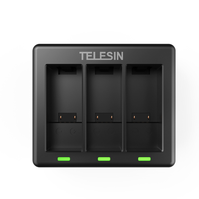 Telesin Battery Charger for Go Pro 13 Camera Portable Rechargeable Smart USB Fast 3-slot Action Camera Lithium Battery Charger