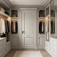 Porte intérieure en bois moderne et luxueuse, arquée, personnalisable, texture chêne naturel, pour villa minimaliste