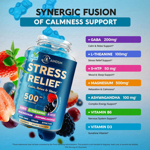 Las Mejores Gomitas Personalizadas para el Alivio del Estrés, Relajación y Calma, Gomitas con Ashwagandha y L-teanina para el Alivio del Estrés - Product Image 3