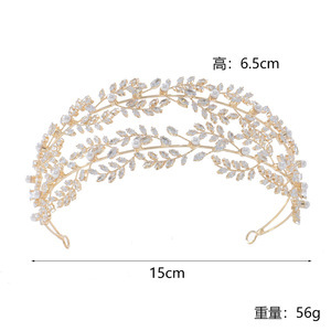 Couronne <span class=keywords><strong>de</strong></span> mariage élégante et classique, style romain, avec feuilles <span class=keywords><strong>de</strong></span> zircon doré et double rangée <span class=keywords><strong>de</strong></span> perles, unique, pour mariée et bal <span class=keywords><strong>de</strong></span> promo, qualité professionnelle - Product Image 2