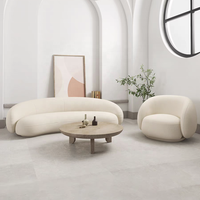 NOVA Modernes Apartment Wohnzimmer Lounge Sofa Lammwolle Bezüge 2-Sitzer Loveseat Sofas Weiß Gepolstertes Ecksofa Set