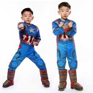 Disfraz de Capitán América con botas para niños de 8 a 13 años, traje de poliéster para actuaciones en escenario, disfraz de Halloween - Product Image 2