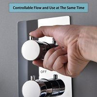 Robinet thermostatique 3 fonctions à bouton-poussoir, mitigeur de douche en laiton, commande de déviateur encastré, finition chromée