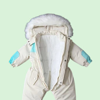 Combinaison à capuche en polyester avec fermeture éclair bidirectionnelle, épaisse, chaude, lavable, adorable, pour bébé nouveau-né, tenue d'hiver pour ramper