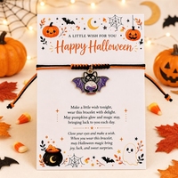 Bracelet porte-bonheur d'Halloween en gros, cordon tressé réglable, fantôme, citrouille, maison hantée, cadeau de fête effrayant pour enfants
