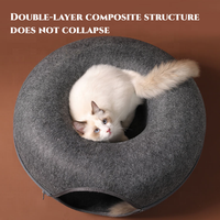 Nouveau design d'accessoires pour animaux de compagnie : Tunnels de jeu lavables pour chats, lit tunnel en feutre pour chats, maison pour animaux de compagnie, lit donut pour animaux de compagnie