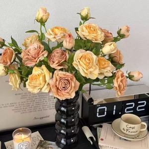 LUYI Burnt edge roasted edge Artificial <strong>Flower</strong> rose decoration silk <strong>flower</strong> wedding scenery 3 <strong>jiao</strong> edge rose artificial bouquet - Product Image 3