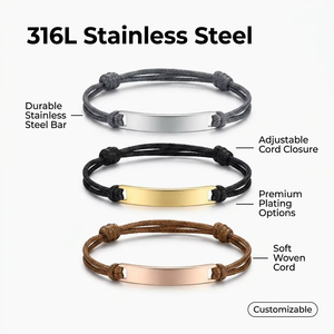 Bracciale <span class=keywords><strong>con</strong></span> Barra ID Personalizzata in Acciaio Inossidabile 316L Placcato Oro 18K PVD per Nuovo Papà, Gioielli per Famiglia, OEM/ODM Disponibile - Product Image 1