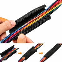 Gaine textile tressée auto-fermante DIN5510 EN45545, résistante au feu, pour le protection des câbles, tube de protection en polyester pour faisceau de câbles