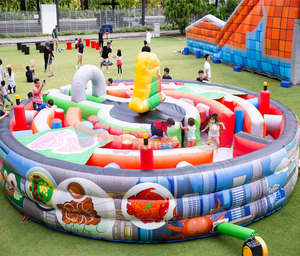 Trẻ Em Của Ngoài Trời Vòng Tròn Bouncy Lâu Đài Aire De Jeux Gonflable Inflatable Nhà Bị Trả Lại Trở Ngại Khóa học Vật Liệu Nhựa Bền - Product Image 1