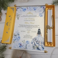 Invitations de Quinceañera en boîte dorée avec pompons, rouleaux blancs, ivoire et bordeaux, invitation de baby shower faite à la main, cadeau de fête pour les invités
