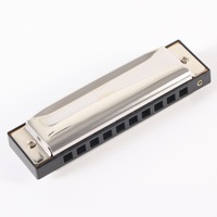 EASTTOP T10-3 10-Hole Silver Brass Blues Harmonica Diatonic Musical Instrument for Beginners