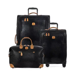 Crocodile PVC and Leather Travel Luggage 28 Inches with Spinner Wheels For Men Women