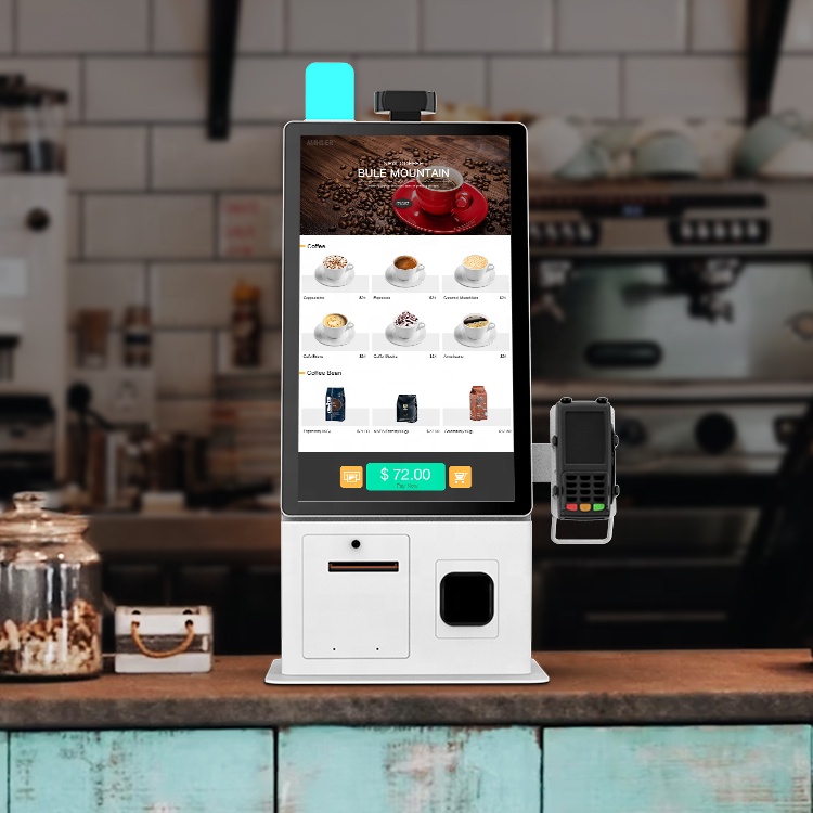 24インチデスクトップカウンタートップインタラクティブ決済端末機セルフサービスコーヒーキオスク