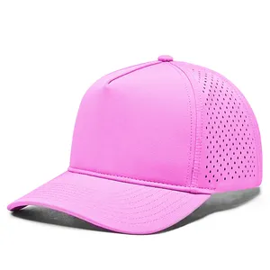 Custom Logo 5 Panel Fashion Waterproof Breathable Sport Cap Casual Laser Cut Drilled Hole Trucker Hat