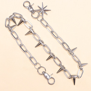 Chaîne de taille en alliage de zinc style hip-hop, motif étoile cloutée, couleur blanc K, chaîne de corps décontractée et tendance - Product Image 4