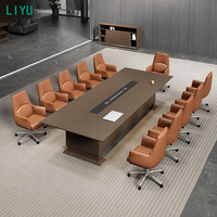 Ensemble de table de conférence moderne LIYU avec chaises - Table de salle de réunion en bois robuste pour la maison, le bureau, la salle à manger, 12 places, mobilier commercial