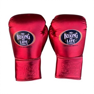 Nuevos Guantes de Boxeo Negros y Rojos 'No Boxing No Life', Profesionales, de Cuero Genuino, Ligeros, para Entrenamiento y Sparring, con Cordones - Product Image 2