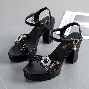 Zapatos de Tacón Alto con una Delicada Parte Superior de Flor de Ciruelo Negro, Sandalias de Mujer Cómodas y Transpirables - Product Image 1