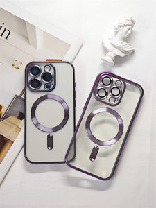 TPU Électrolytique Transparent Antichoc Magnétique Coffres-forts Téléphones Mobiles Cas pour <span class=keywords><strong>iPhone</strong></span> 16 15 14 13 12 11 Pro Max - Product Image 5
