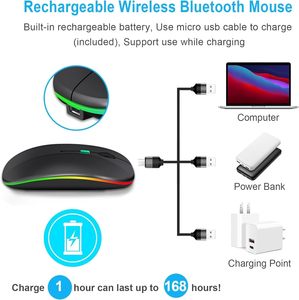 Quang RGB Có Thể Sạc Lại Loại C Chuột Senza Fili Xách Tay Mỏng 1200 DPI Bluetooth Chuột Biểu Tượng Tùy Chỉnh Văn Phòng Chuột - Product Image 3