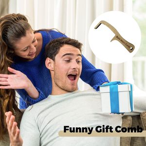 Kit de peignes et brosses en bois modernes et amusants pour hommes chauves, idéal comme cadeau farfelu pour amis souffrant de perte de cheveux ou de calvitie, 2 pièces, outils de coiffure fantaisie - Product Image 3