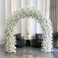 Composition florale de luxe en forme d'arche de corne et de roses, boule de fleurs pour décoration de toile de fond de scène de mariage, ornement pour vitrine d'hôtel