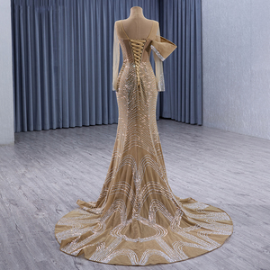 Robes de soirée de luxe formelles, paillettes, cristaux, robes de bal longues scintillantes, robe de soirée champagne, robes de demoiselles d'honneur RSM241001 - Product Image 4