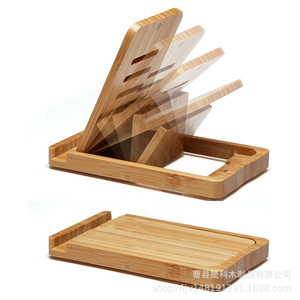 Bamboo Phone Holder <b>Foldable</b> Adjustable <b>Desk</b> Stand For Electronics Kitchen Recipe Display Rack 14x8.5x1.5cm - Product Image 1