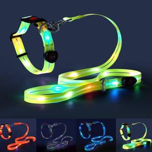 New Modern LED Pet <b>Collar</b> Luminous Nylon PVC Plastic Ribbon <b>Dog</b> Leash with Printed Pattern Light Feature Made Polyester - Product Image 3