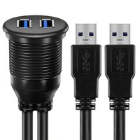 Cable de Extensión USB 3.0 Dual, Macho a Hembra, para Montaje en Panel, con Carga Rápida de 3A, Blindaje Trenzado, para Cámara y Computadora, Muestra Gratis