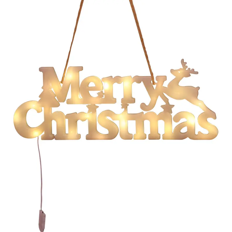 New arrival Merry Christmas wreath letter colorful led hanging Light sign