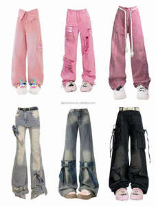 <span class=keywords><strong>Jeans</strong></span> da <span class=keywords><strong>Donna</strong></span> Stile Hip Hop Americano 2025, Nuovi Modelli a Basso Prezzo, Vintage, Larghi, in Denim con Motivo a Righe Ricamato, Vendita all'Ingrosso Estiva - Product Image 6