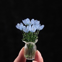 Bouquet de fleurs artificielles en verre émaillé fait main, fleurs préservées, emballage en boîte en papier de style chinois, décoration de bureau fraîche