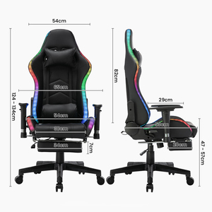 Sillas de Computadora Giratorias de Cuero PU Cómodas al por Mayor, Silla de Juego RGB Negra Personalizada de Alta Calidad para Oficina en Casa - Product Image 2