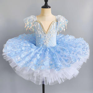 Costume da Principessa <span class=keywords><strong>Ballerina</strong></span> per Adulti, Abito <span class=keywords><strong>con</strong></span> Paillettes e Fiori, Abbigliamento da Danza per Ragazze, Body da Ginnastica e Balletto, <span class=keywords><strong>Tutù</strong></span> a Piatto - Product Image 2